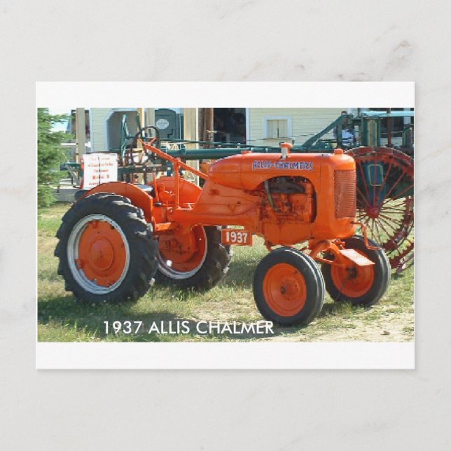 1937 ALLIS CHALMER TRACTOR POSTCARD (Front)