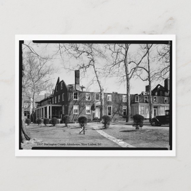 1937 Burlington County Almshouse, New Lisbon, NJ Postcard (Front)
