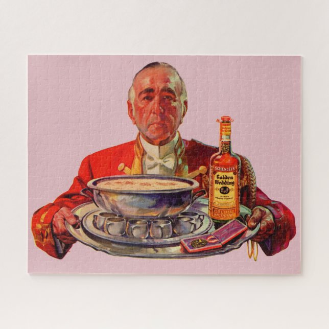 1937 butler with tray and Golden Wedding whiskey Jigsaw Puzzle (Horizontal)