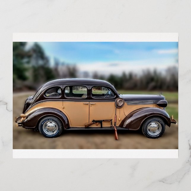 1937 Desoto Foil Holiday Postcard (Front)