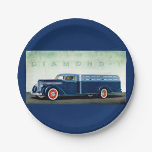 1937 Diamond T blue truck Paper Plate