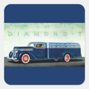 1937 Diamond T blue truck Square Sticker