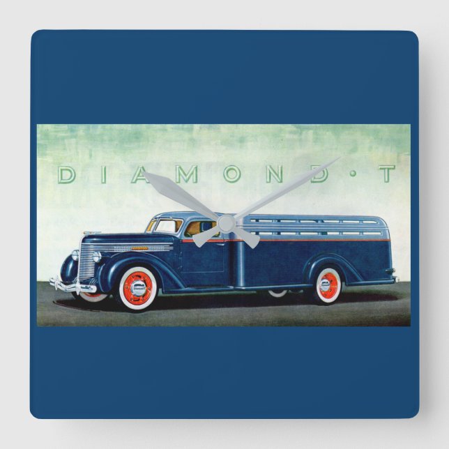 1937 Diamond T blue truck Square Wall Clock (Front)