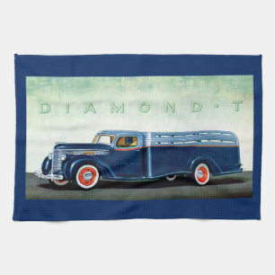 1937 Diamond T blue truck Tea Towel