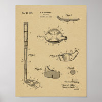 1937 Golf Club Patent Art Drawing Print