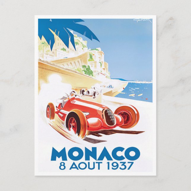 1937 Monaco Grand Prix vintage racing Postcard (Front)