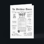 1937 The Year You Were Born Birthday Card<br><div class="desc">Journey through time with our captivating 1937 birthday card, brimming with historical details and significant milestones from bygone eras. Meticulously crafted for your loved one's special day, this unique voyage through the 1930s ensures their birthday will be etched into memory. Overflowing with trivia and glimpses of history, our birthday card...</div>