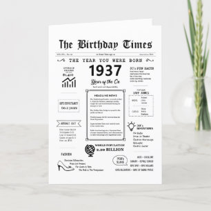 1937 The Year You Were Born Birthday Card