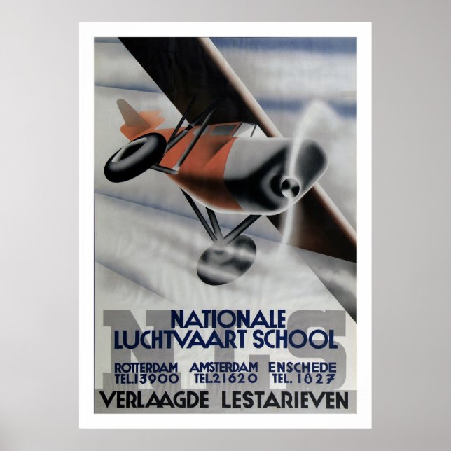 1937 Vintage Aviation Poster Art Deco (Front)
