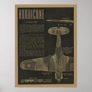 1938 Aviation Hurricane Aeroplane Design Art Print
