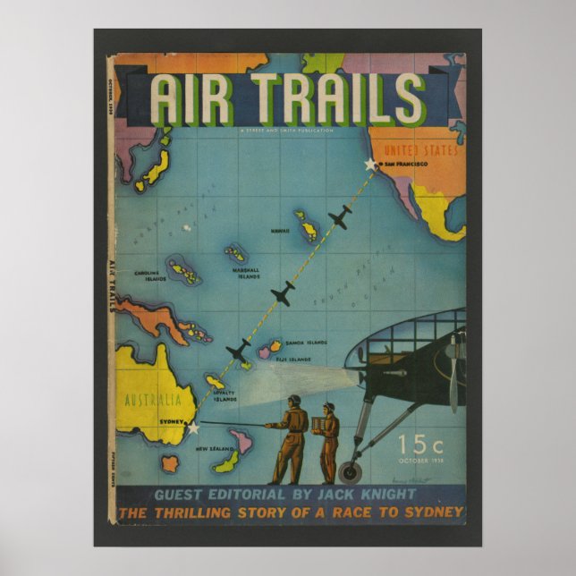 1938 Aviation Magazine Airplane Cover Art Print (Front)