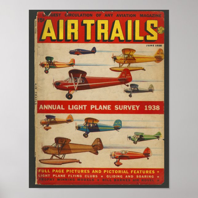 1938 Aviation Magazine Airplane Cover Art Print (Front)