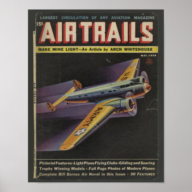 1938 Aviation Magazine Cover Aeroplane Art Print (Front)