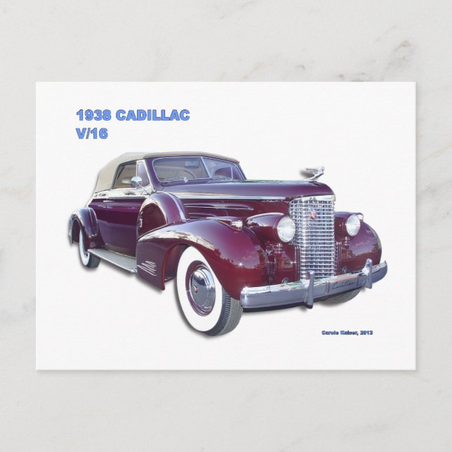 1938 CADILLAC V-16 POSTCARD (Front)