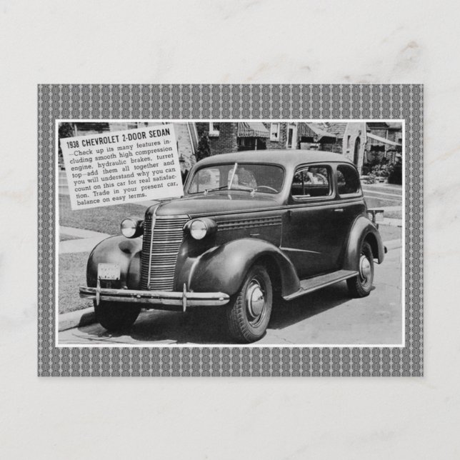 1938 Chevrolet 2-door sedan classic car Postcard (Front)