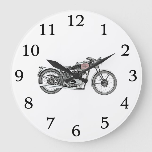 1938 Excelsior Warrior Motorcycle Art Motorbike Large Clock (Front)