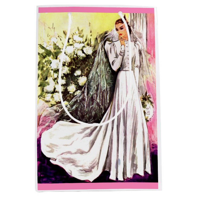 1938 wedding gown print medium gift bag (Front)