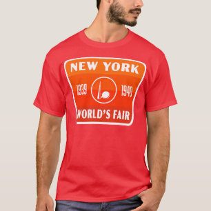 193940 New York Worlds Fair Retro Badge Orange T-Shirt