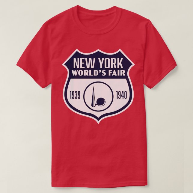 193940 New York Worlds Fair Retro Shield Blue T-Shirt (Design Front)