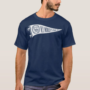 193940 New York Worlds Fair Statue Pennant White T-Shirt