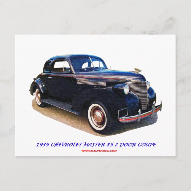 1939 CHEVROLET MASTER 85 2 DOOR COUPE POSTCARD (Front)