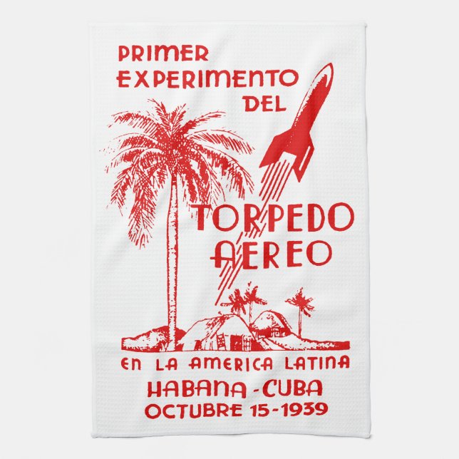 1939 Cuban Rocket Mail Tea Towel (Vertical)