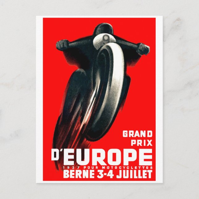 1939 European Grand Prix Motorcycle Racing Poster Postcard (Front)
