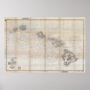 1939 Japanese Map of Hawaii Pearl Harbour Poster