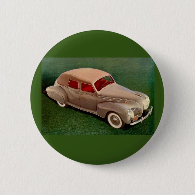 1939 Lincoln Zephyr 6 Cm Round Badge (Front)