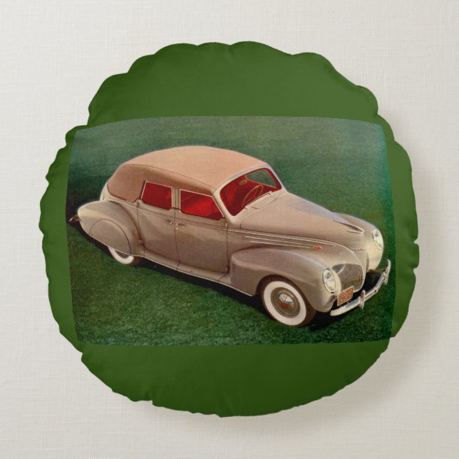 1939 Lincoln Zephyr Round Cushion (Front)