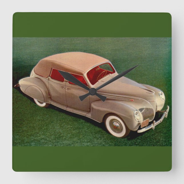 1939 Lincoln Zephyr Square Wall Clock (Front)