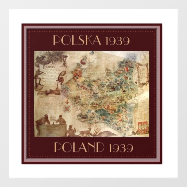 1939 MAP OF POLAND    WINDOW CLING (Sheet)