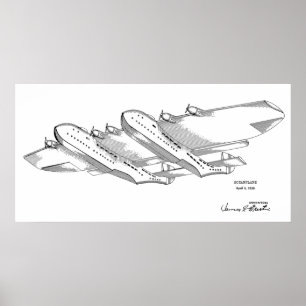 1939 Ocean Aeroplane Patent Art Drawing Print