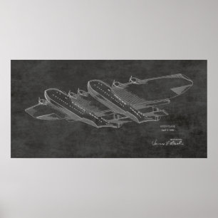 1939 Ocean Aeroplane Patent Art Drawing Print