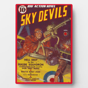 1939 SKY DEVILS PULP MAGAZINE COVER PLAQUE