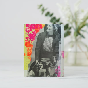 1939 Vintage Lady With Two Dogs Collage Postcard