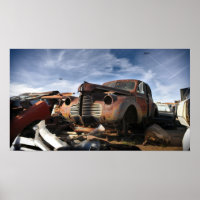 1940 Buick & F-86 Sabre overflight - junkyard art