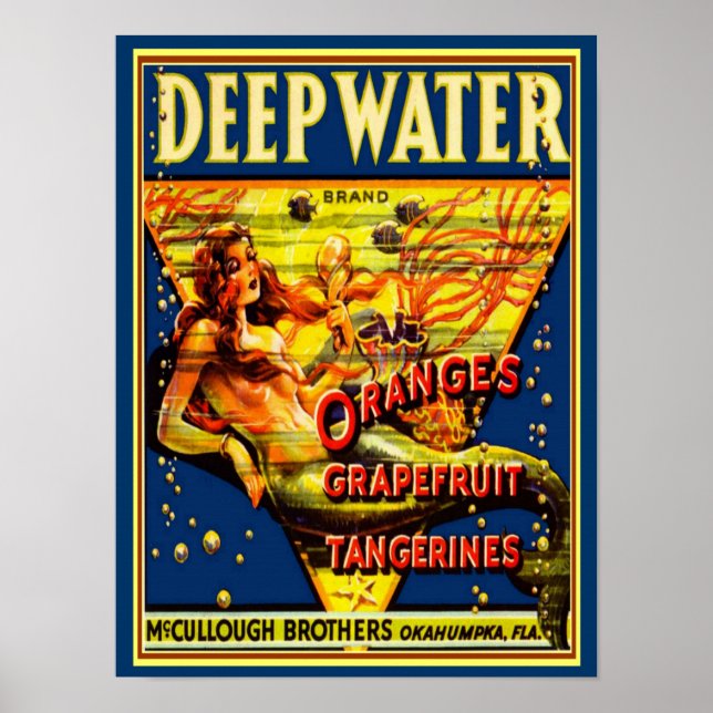 1940 "Deep Water" Fruit Crate  Ad -12x16 Poster (Front)