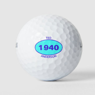 1940 Editable 80th Birthday Blue Personalised Golf Balls
