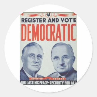 1940 Roosevelt - Truman Classic Round Sticker