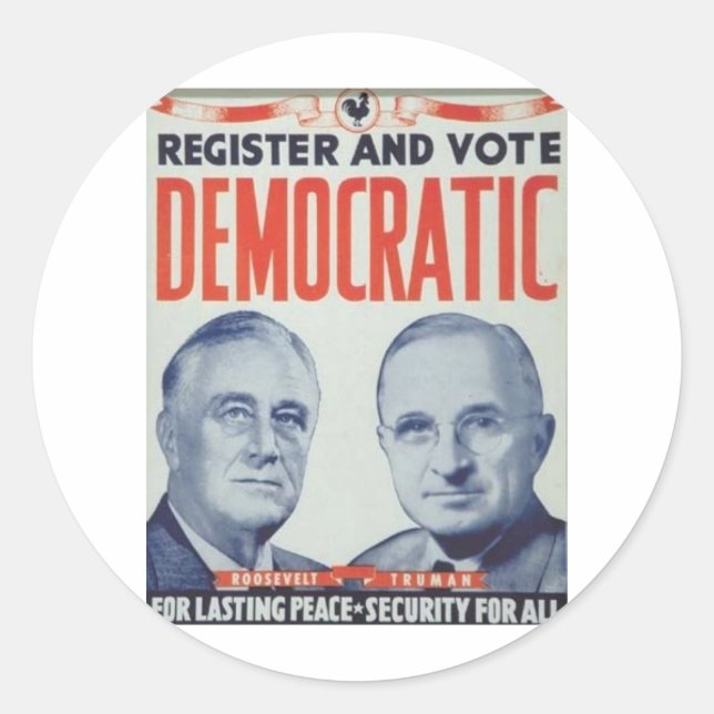1940 Roosevelt - Truman Classic Round Sticker (Front)