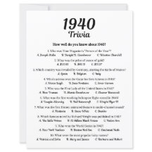 1940 Trivia Game