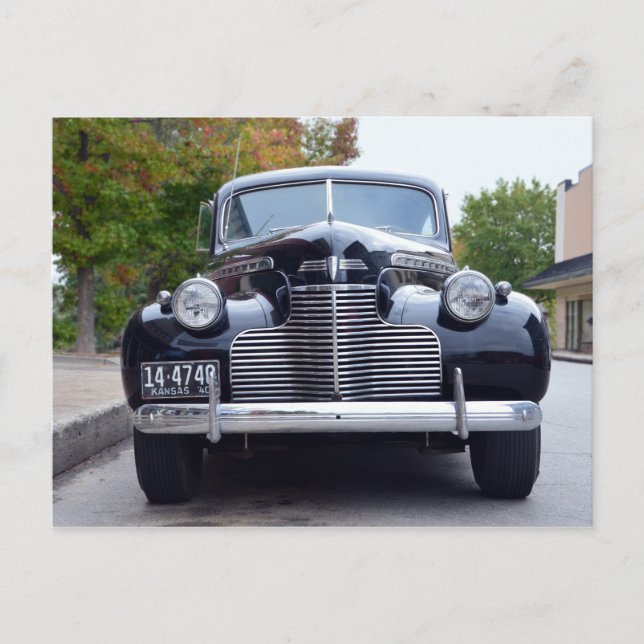 1940 Two-Door Black Sedan Postcard (Front)