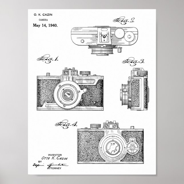 1940 Vintage Camera Patent Art Drawing Print (Front)