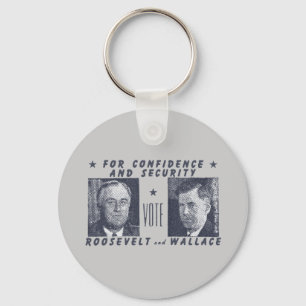 1940 Vote Roosevelt + Wallace, grey Key Ring