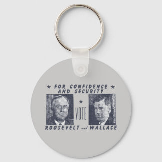 1940 Vote Roosevelt + Wallace, grey Key Ring
