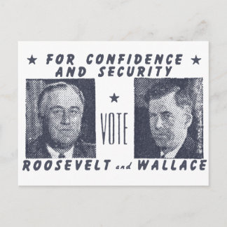 1940 Vote Roosevelt + Wallace, grey Postcard