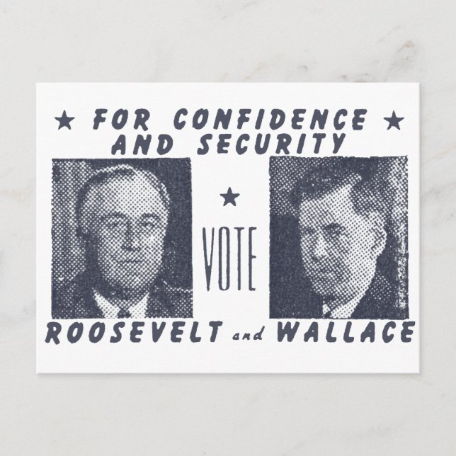 1940 Vote Roosevelt + Wallace, grey Postcard (Front)