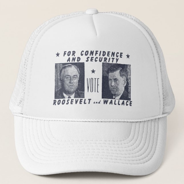 1940 Vote Roosevelt + Wallace, grey Trucker Hat (Front)