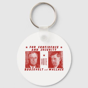 1940 Vote Roosevelt + Wallace, red Key Ring